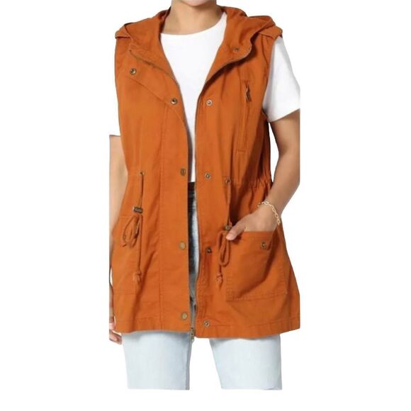 NWOT Zenna Outfitters Hooded Cinch Waist Vest - Picture 1 of 7